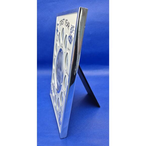 Malden BABY FIRST YEAR Photo Frame Silvertone 13 Openings 10x7.5" NEVER USED - Picture 4 of 8